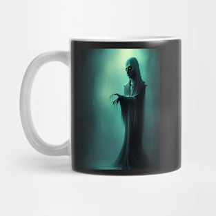 MONKS GREEN EYED GHOST ON HALLOWEEEN Mug